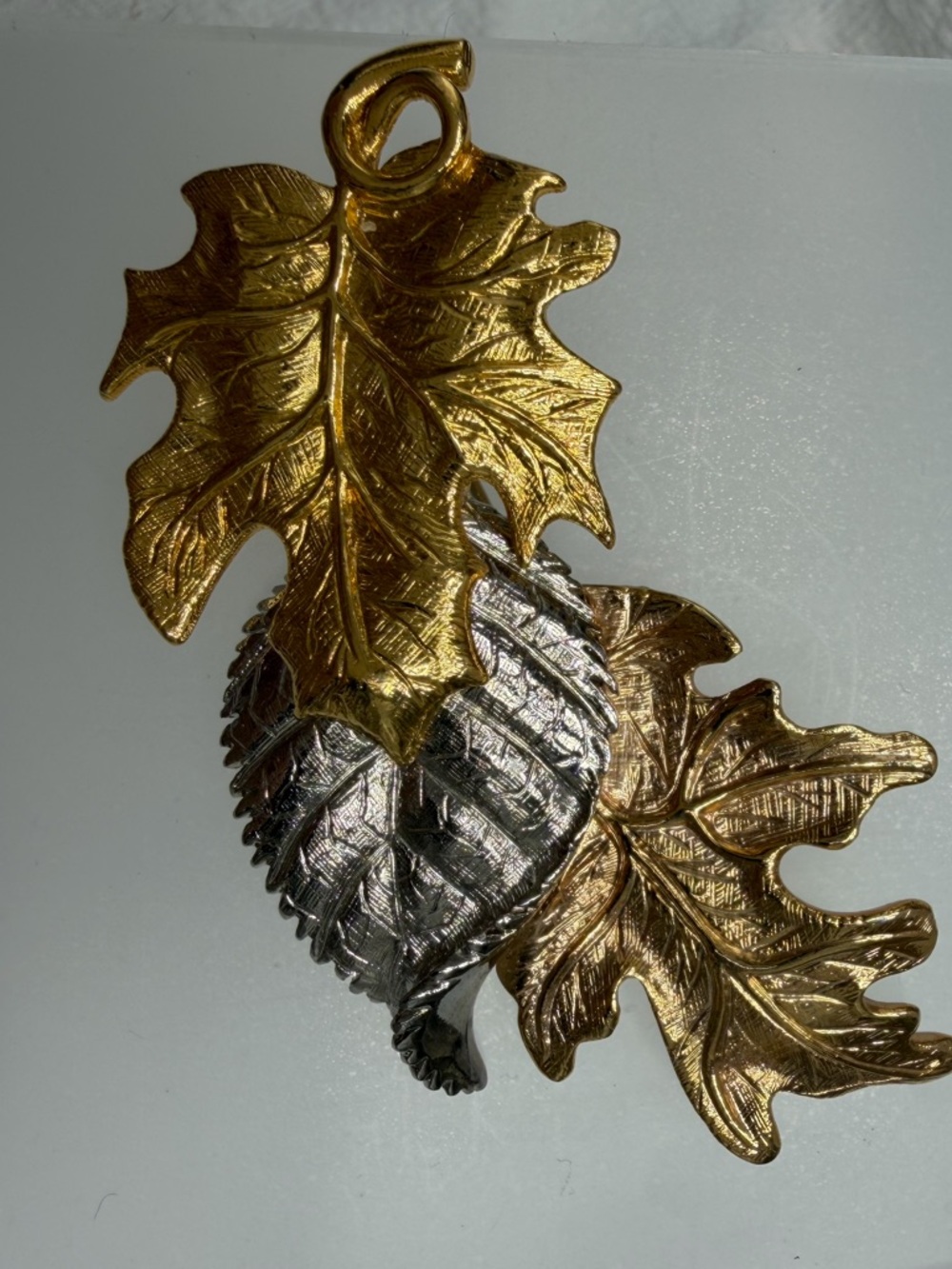 Vintage Avon Tri Color Leaf Brooch